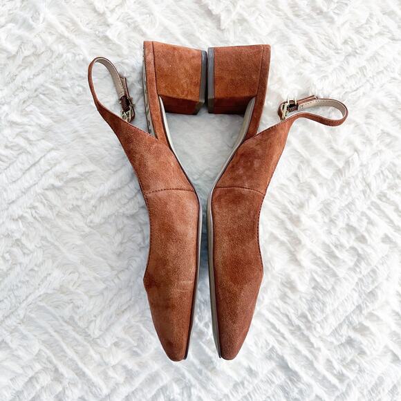 Sam Edelman Lorene Brown Suede Leather Slingback Pumps - Picture 4 of 7